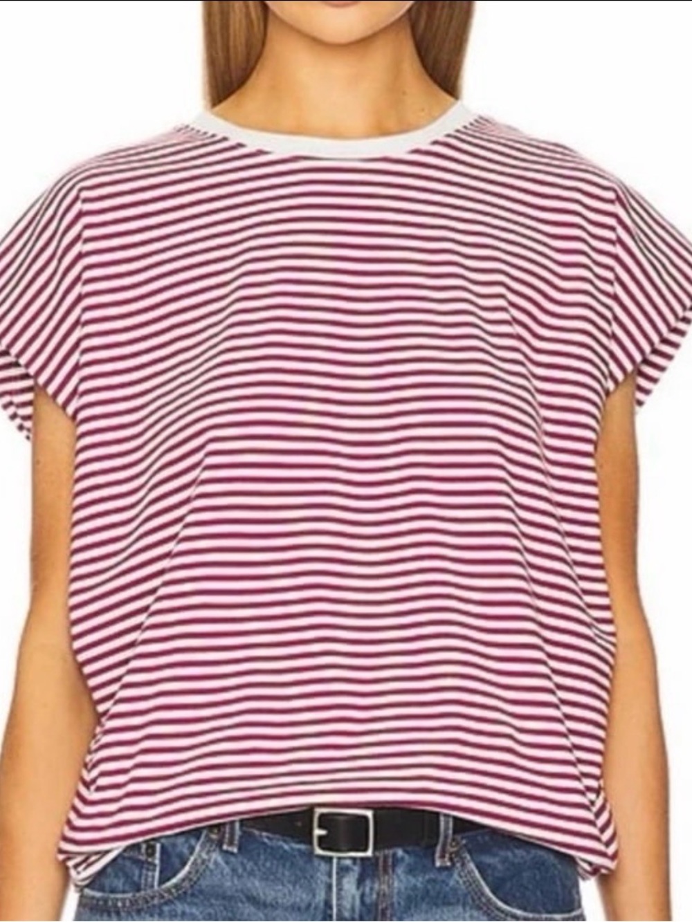 pistola Pink and White Striped Short Sleeve Tee